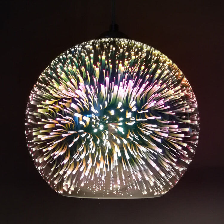 Modern Glass Pendant Light | 3D Colorful Fireworks Design with Adjustable Chain for Vibrant Kitchen Pendant Lighting
