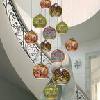 Modern Glass Pendant Light | 3D Colorful Fireworks Design with Adjustable Chain for Vibrant Kitchen Pendant Lighting