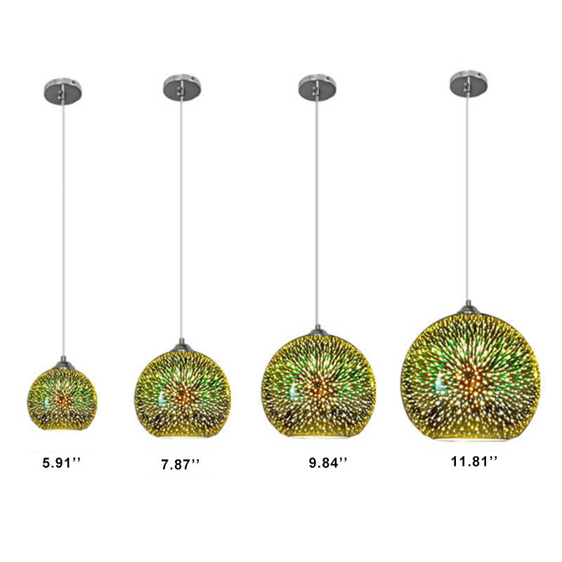 Modern Glass Pendant Light | 3D Colorful Fireworks Design with Adjustable Chain for Vibrant Kitchen Pendant Lighting