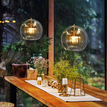 Modern Glass Pendant Light with Dimmable Three-Color Switch | Stylish Kitchen Pendant Lighting for Versatile Ambiance