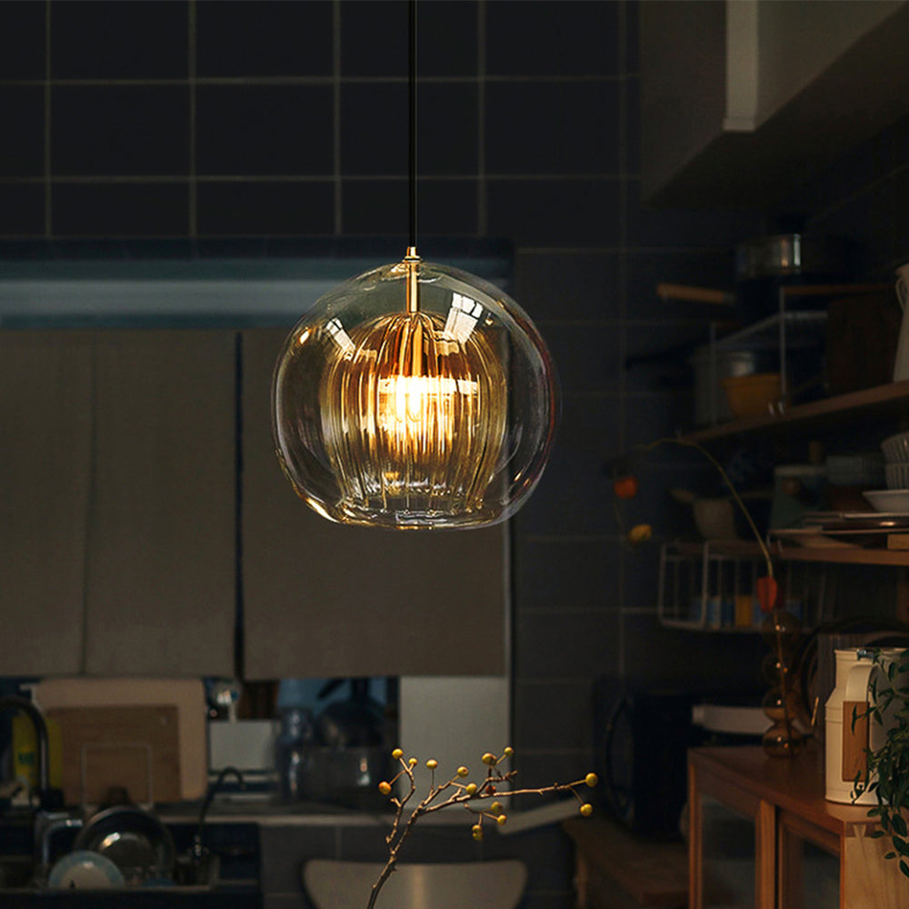Modern Glass Pendant Light with Dimmable Three-Color Switch | Stylish Kitchen Pendant Lighting for Versatile Ambiance