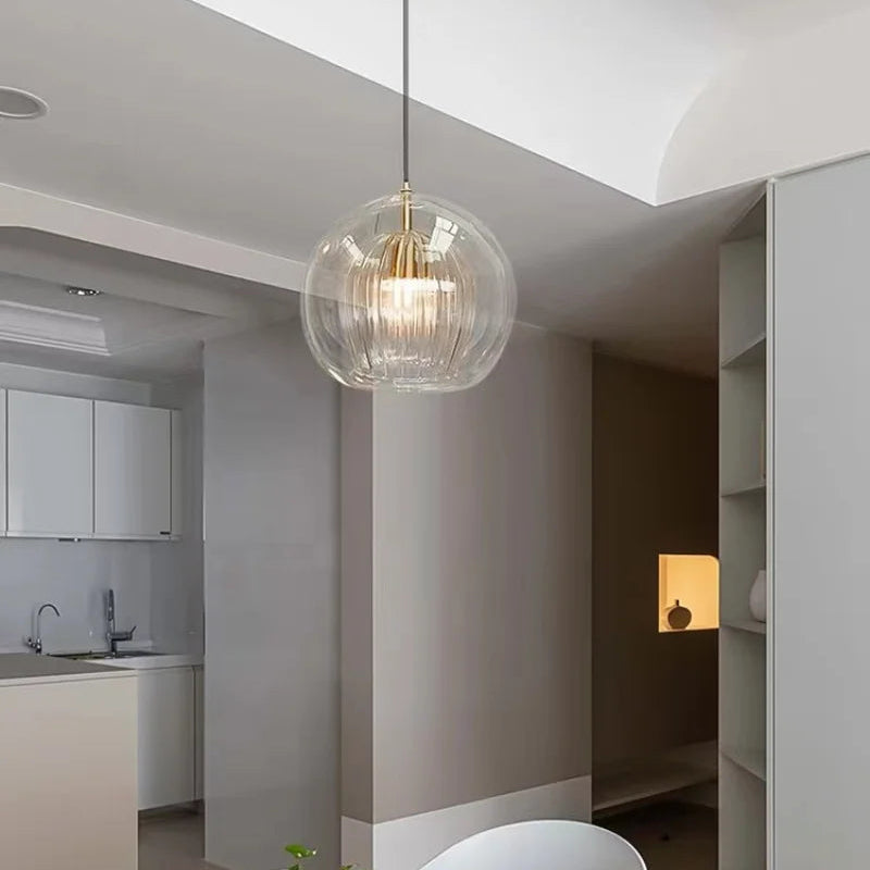 Modern Glass Pendant Light with Dimmable Three-Color Switch | Stylish Kitchen Pendant Lighting for Versatile Ambiance