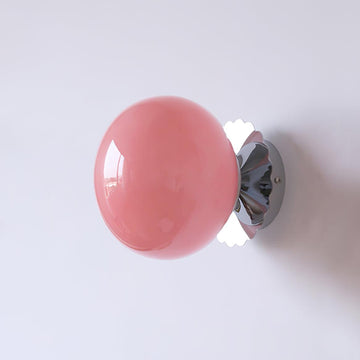 Modern Marshmallow Wall Sconce with Pink Glass Diffuser | Stylish Lighting for Contemporary Decor