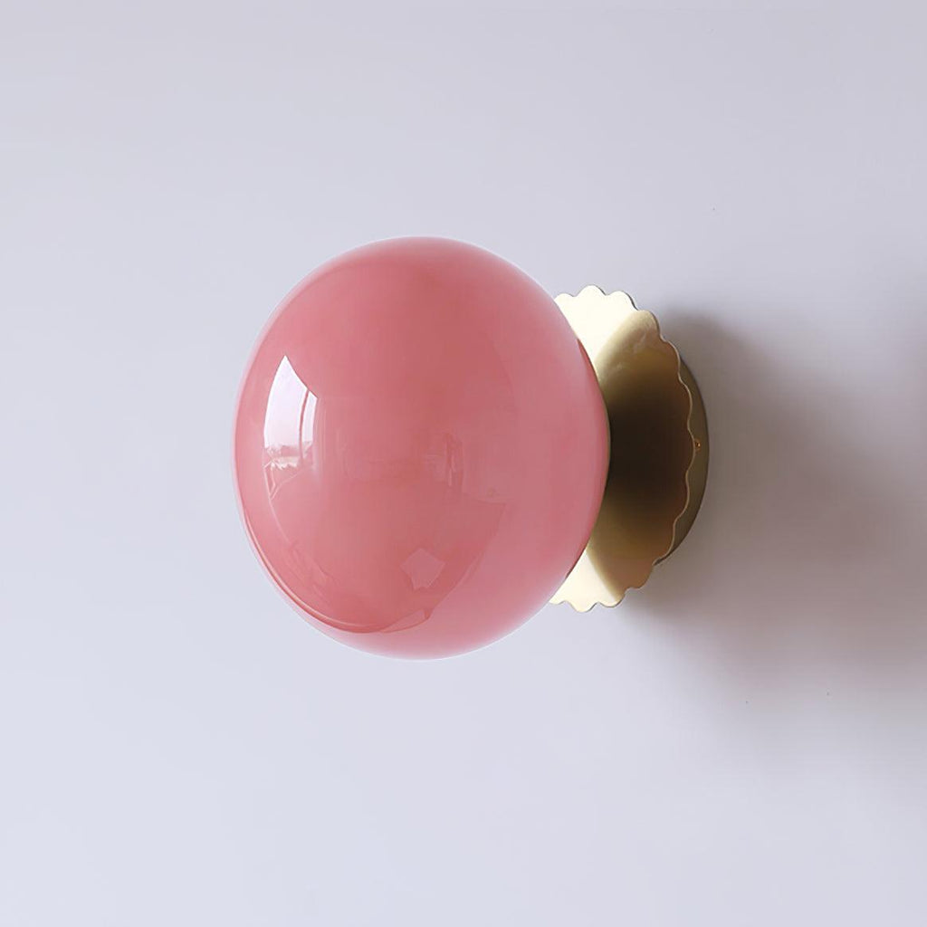 Modern Marshmallow Wall Sconce with Pink Glass Diffuser | Stylish Lighting for Contemporary Decor
