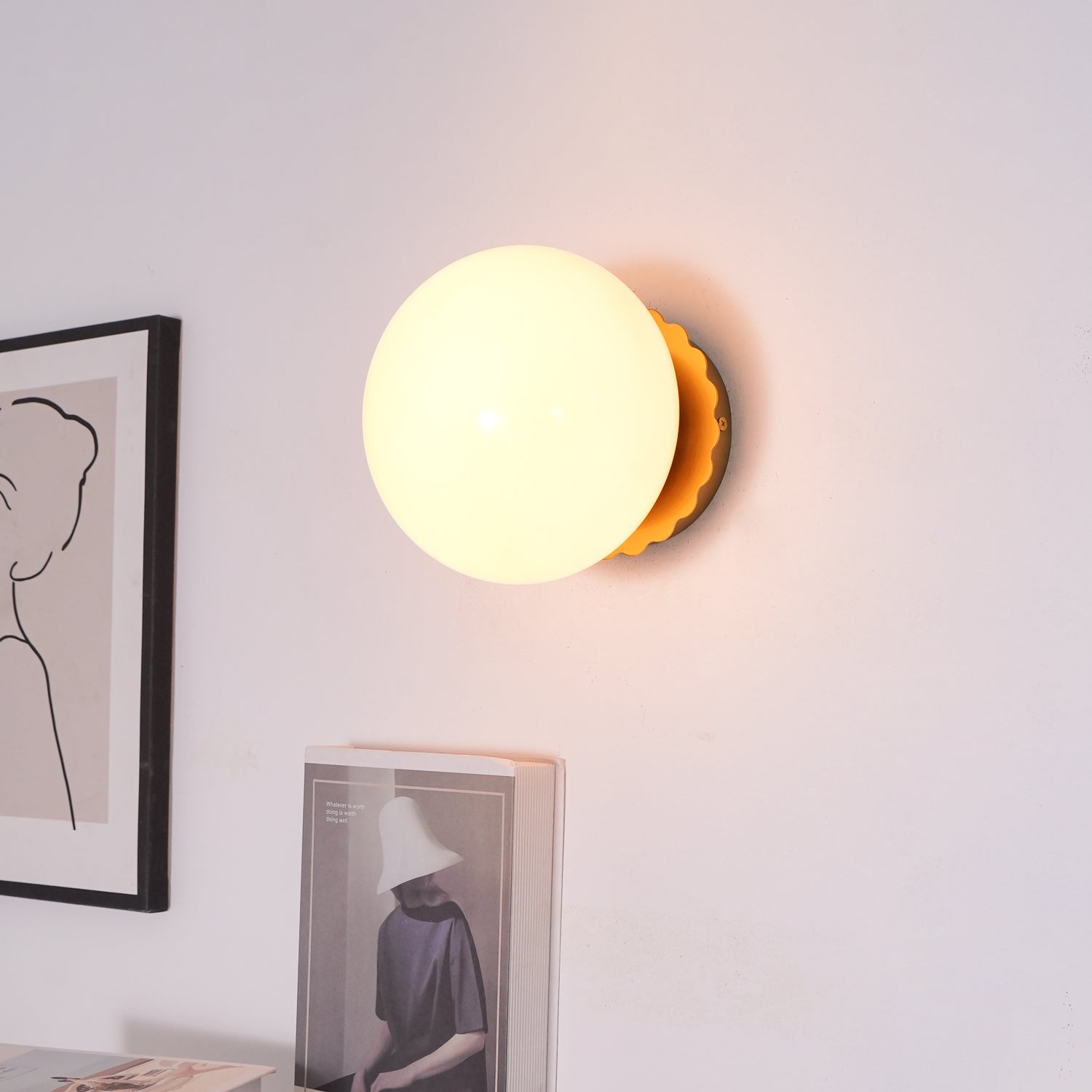 Modern Marshmallow Wall Sconce with Pink Glass Diffuser | Stylish Lighting for Contemporary Decor