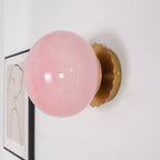 Modern Marshmallow Wall Sconce with Pink Glass Diffuser | Stylish Lighting for Contemporary Decor