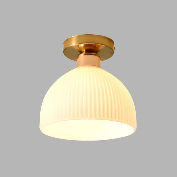 Milky White Glass Flush Mount Ceiling Light, Dimmable LED, White Black, Modern