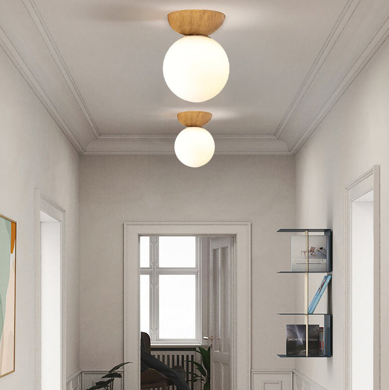 Modern Minimalist | Semi Flush Mount Ceiling Light with Glass Orb Shade | Elegant Fixture for Stylish Home Decor