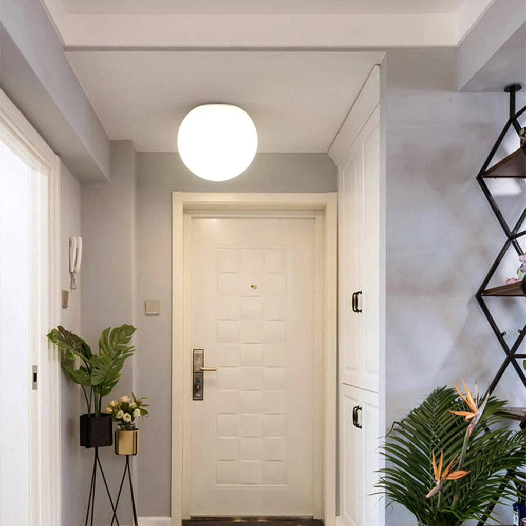 Modern Opal Glass Flush Mount Ceiling Light with Soft Ambient Glow | Elegant Illumination for Hallways and Low Ceilings