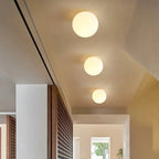 Modern Opal Glass Flush Mount Ceiling Light with Soft Ambient Glow | Elegant Illumination for Hallways and Low Ceilings