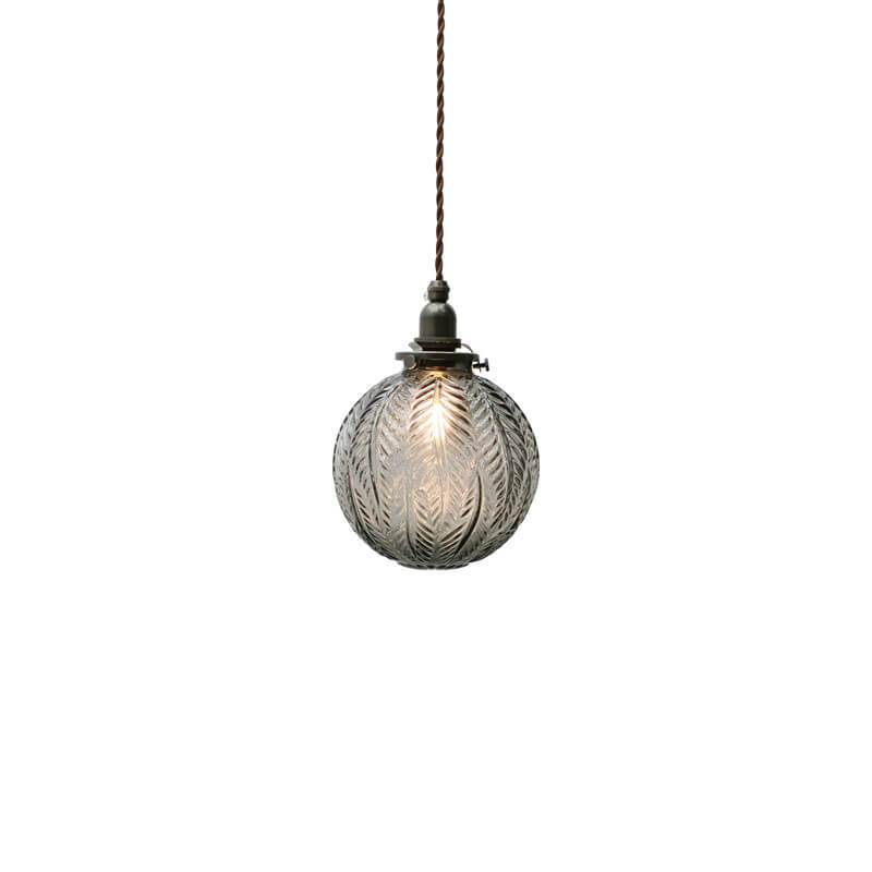Lotus Glass Globe Pendant Light, Retro, Clear Smoke Gray Green, Adjustable