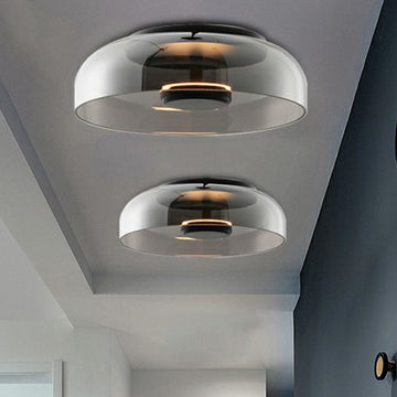 Modern Smoked Glass Flush Mount Ceiling Light with Integrated LED | Cozy Ambiance for Living Rooms and Hallways