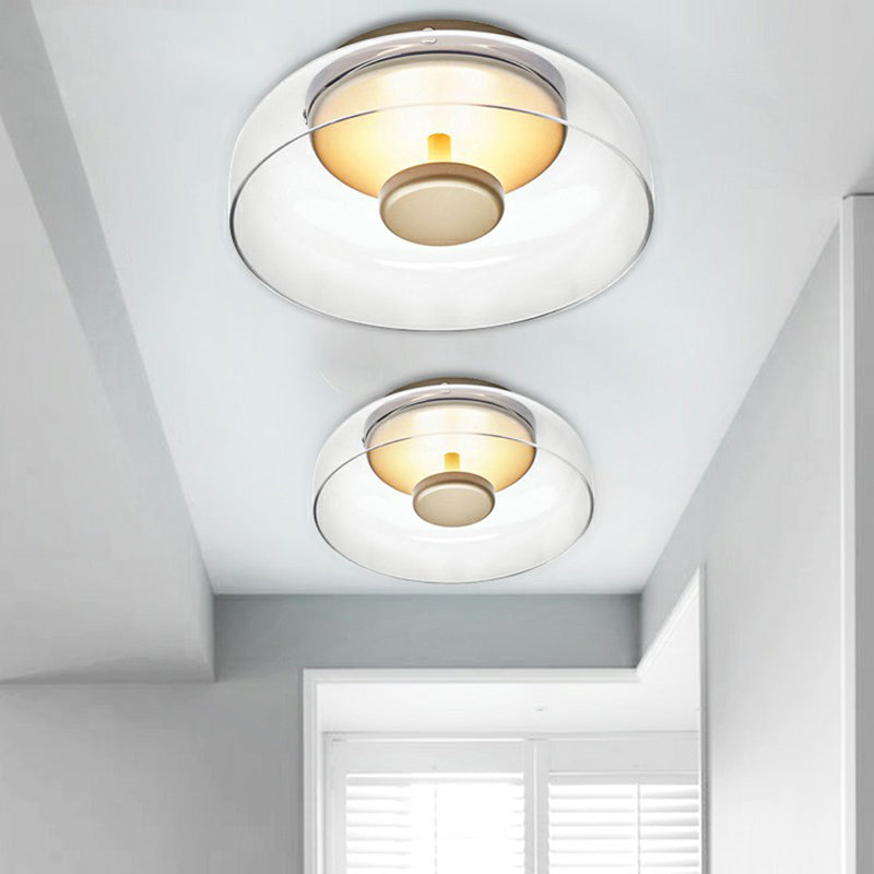 Modern Smoked Glass Flush Mount Ceiling Light with Integrated LED | Cozy Ambiance for Living Rooms and Hallways