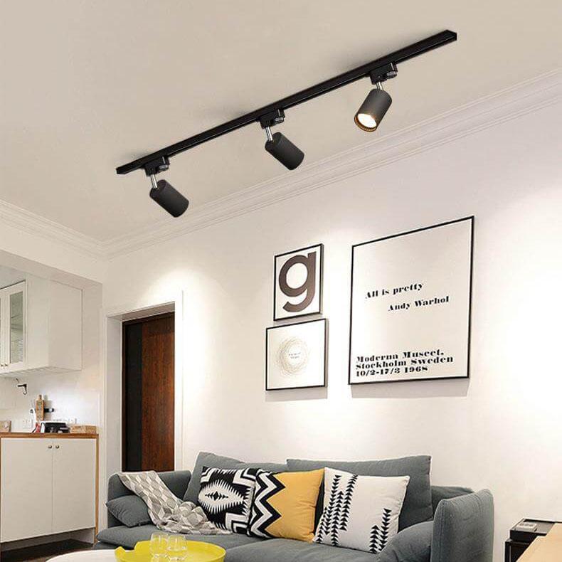 LED Track Lighting, Adjustable Tubular Fixtures, Dimmable, Black White Gold