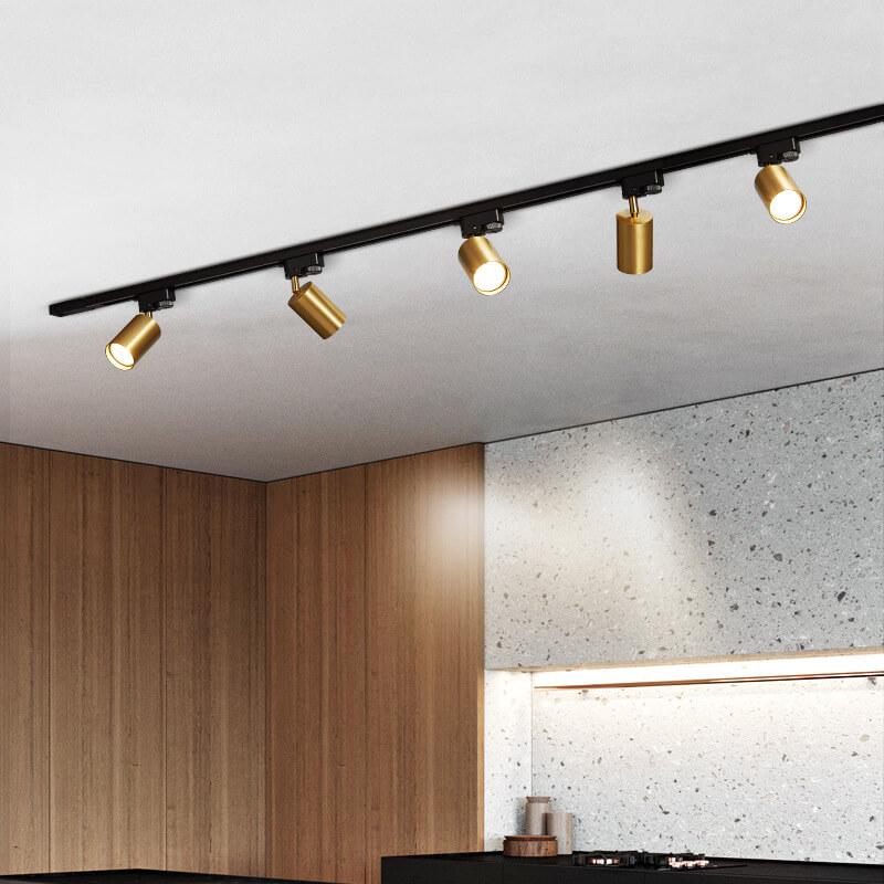 LED Track Lighting, Adjustable Tubular Fixtures, Dimmable, Black White Gold