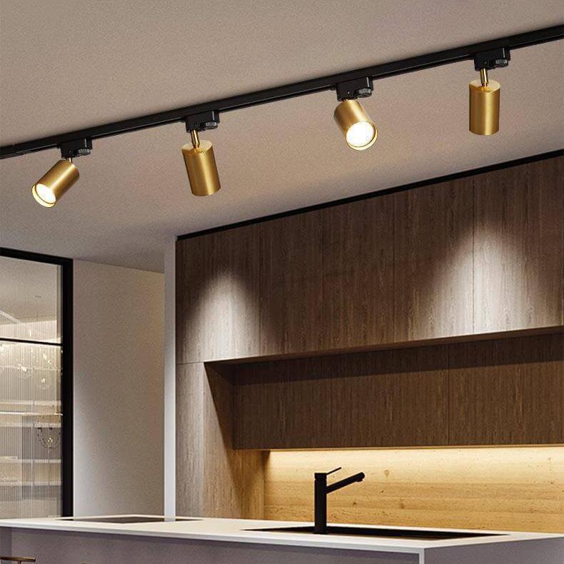 LED Track Lighting, Adjustable Tubular Fixtures, Dimmable, Black White Gold