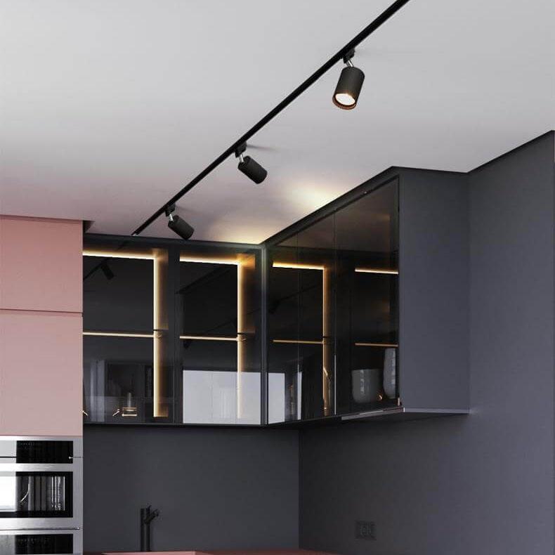 LED Track Lighting, Adjustable Tubular Fixtures, Dimmable, Black White Gold