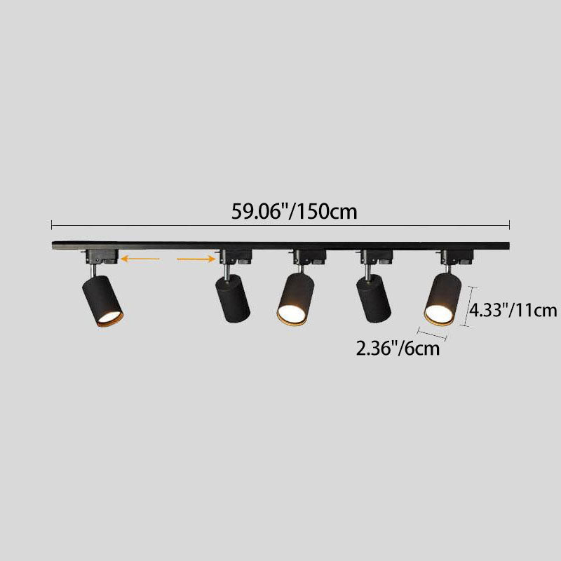 LED Track Lighting, Adjustable Tubular Fixtures, Dimmable, Black White Gold