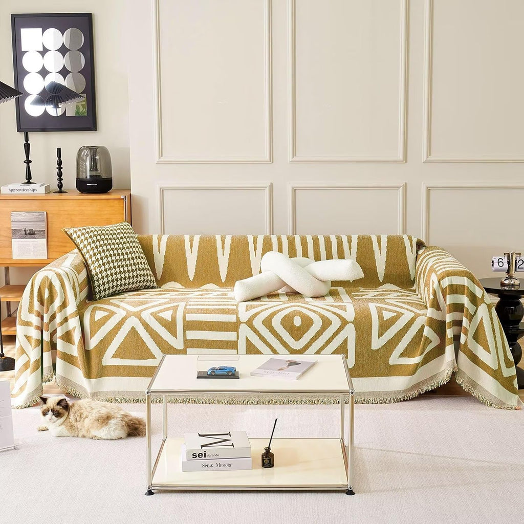 Geometric Boho Sofa Cover for Modern Pet Friendly Living
