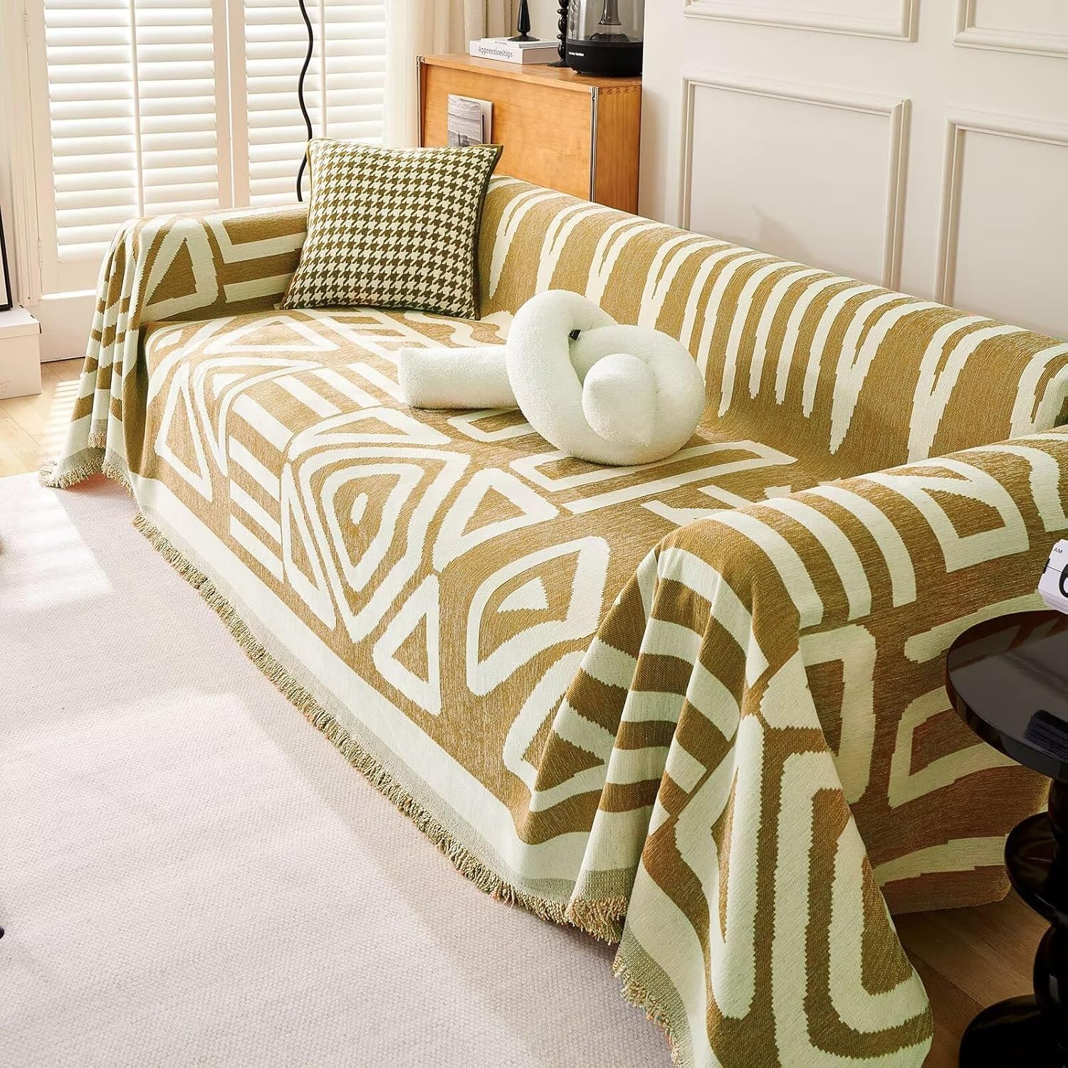 Geometric Boho Sofa Cover for Modern Pet Friendly Living