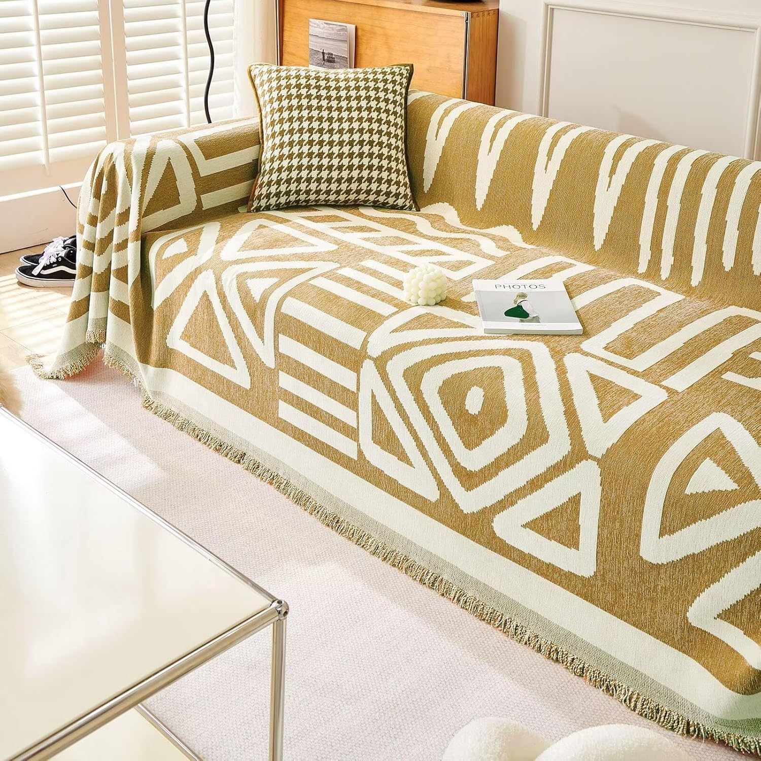 Geometric Boho Sofa Cover for Modern Pet Friendly Living