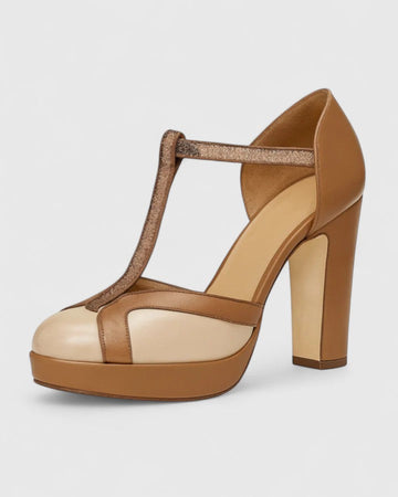 Nadia Collection | Black Heels with T-Strap Design | Stylish Footwear for Comfort and Elegance