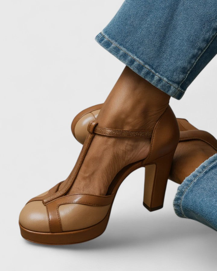 Nadia Collection | Black Heels with T-Strap Design | Stylish Footwear for Comfort and Elegance