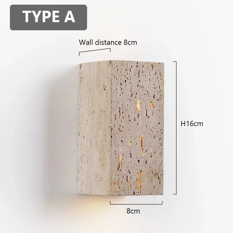 Natural Travertine Wall Sconce with Up-Down LED Illumination | Elegant Outdoor Wall Light for Cozy Ambiance