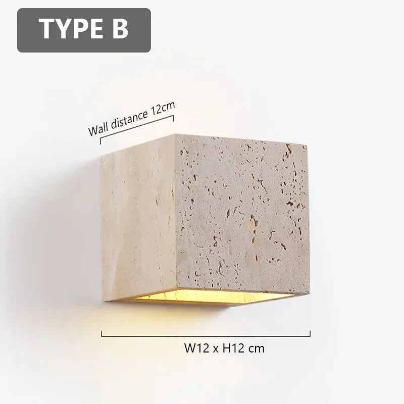 Natural Travertine Wall Sconce with Up-Down LED Illumination | Elegant Outdoor Wall Light for Cozy Ambiance