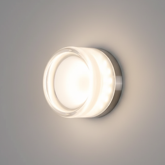 Stained Glass Wall Sconce, Nordic Circular LED, Amber Smoke Grey, Tricolor
