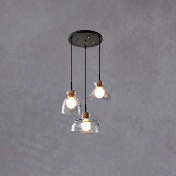 Nordic Collection | Glass Pendant Light with Rippled Shade | Elegant Kitchen Pendant Lighting for Stylish Illumination