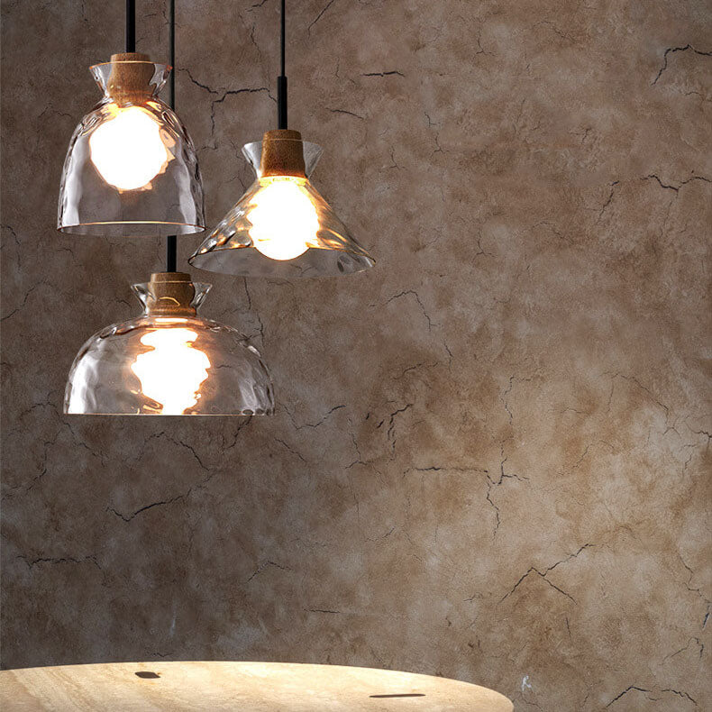 Nordic Collection | Glass Pendant Light with Rippled Shade | Elegant Kitchen Pendant Lighting for Stylish Illumination