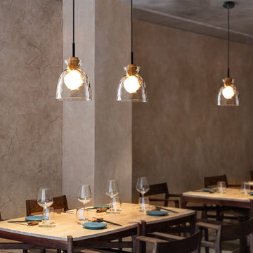 Nordic Collection | Glass Pendant Light with Rippled Shade | Elegant Kitchen Pendant Lighting for Stylish Illumination