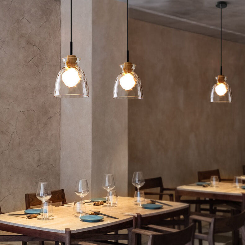 Nordic Collection | Glass Pendant Light with Rippled Shade | Elegant Kitchen Pendant Lighting for Stylish Illumination