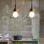 Nordic Collection | Glass Pendant Light with Rippled Shade | Elegant Kitchen Pendant Lighting for Stylish Illumination