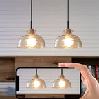 Nordic Collection | Glass Pendant Light with Rippled Shade | Elegant Kitchen Pendant Lighting for Stylish Illumination