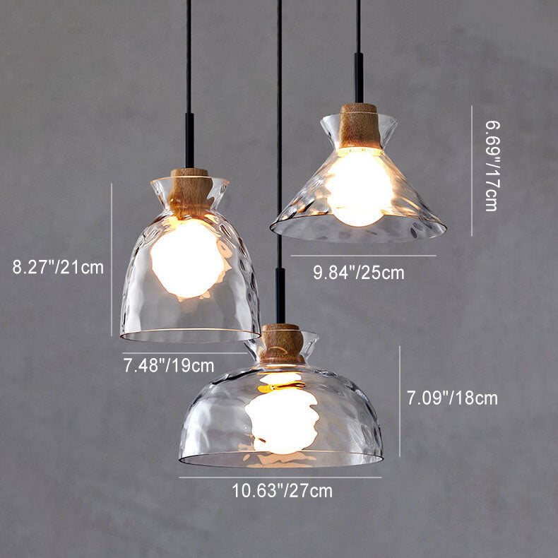 Nordic Collection | Glass Pendant Light with Rippled Shade | Elegant Kitchen Pendant Lighting for Stylish Illumination