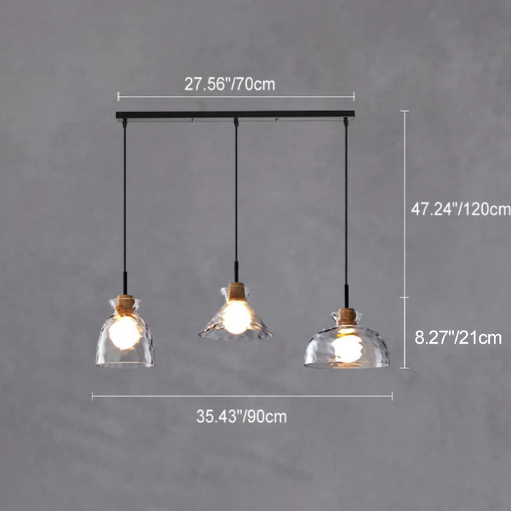 Nordic Collection | Glass Pendant Light with Rippled Shade | Elegant Kitchen Pendant Lighting for Stylish Illumination