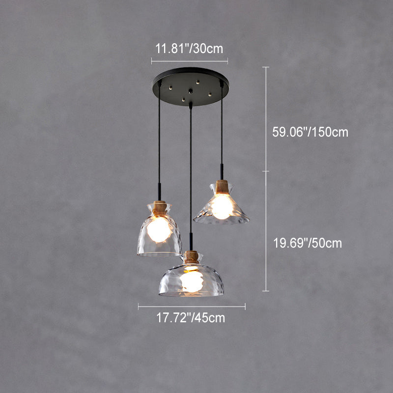 Nordic Collection | Glass Pendant Light with Rippled Shade | Elegant Kitchen Pendant Lighting for Stylish Illumination