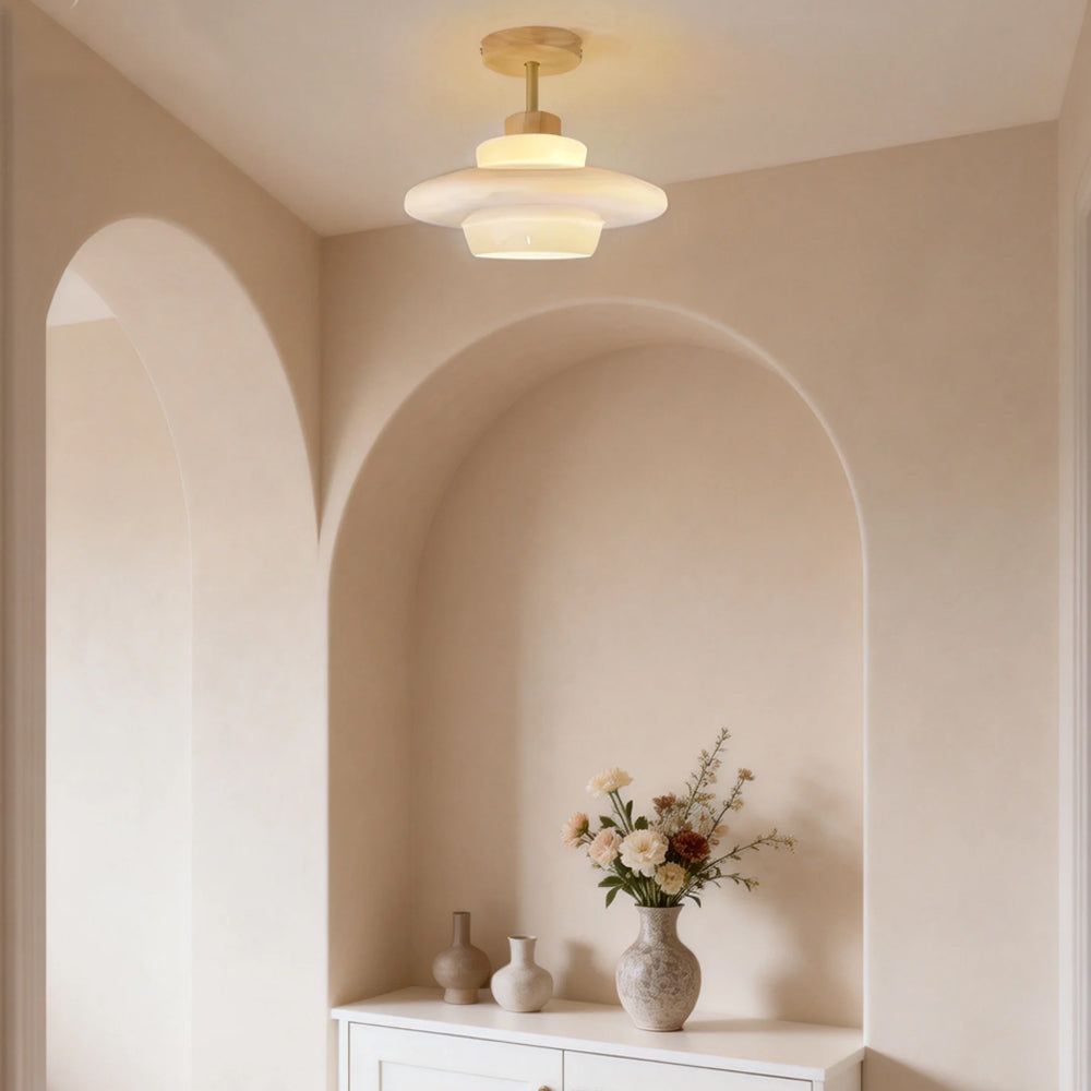 Nordic Cream Flush Mount Ceiling Light with Eye-Care Illumination | Soft, Glare-Free Lighting for Cozy Spaces
