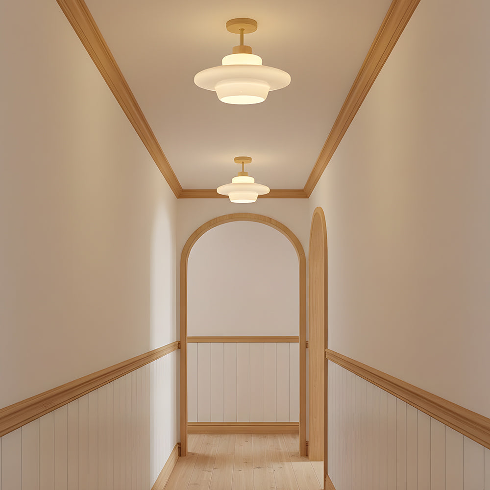 Nordic Cream Flush Mount Ceiling Light with Eye-Care Illumination | Soft, Glare-Free Lighting for Cozy Spaces