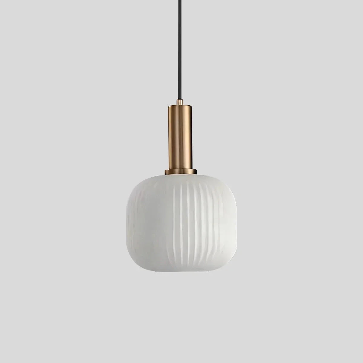 Ribbed Glass Pendant Light, Brass Finish, Adjustable Height, Amber, Kitchen