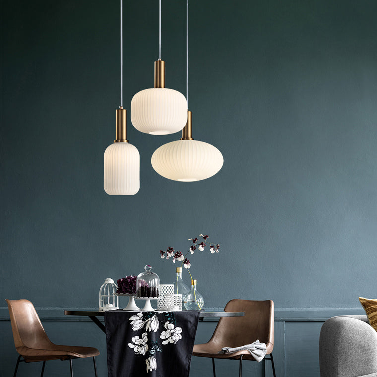 Nordic Glass Pendant Light with Adjustable Height & Brass Finish | Stylish Kitchen Pendant Lighting for Warm Ambience