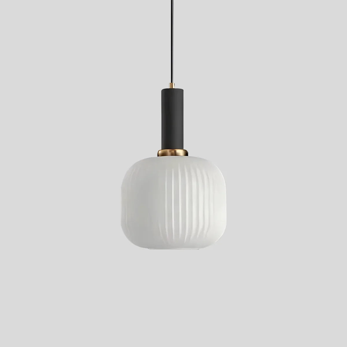 Ribbed Glass Pendant Light, Brass Finish, Adjustable Height, Amber, Kitchen