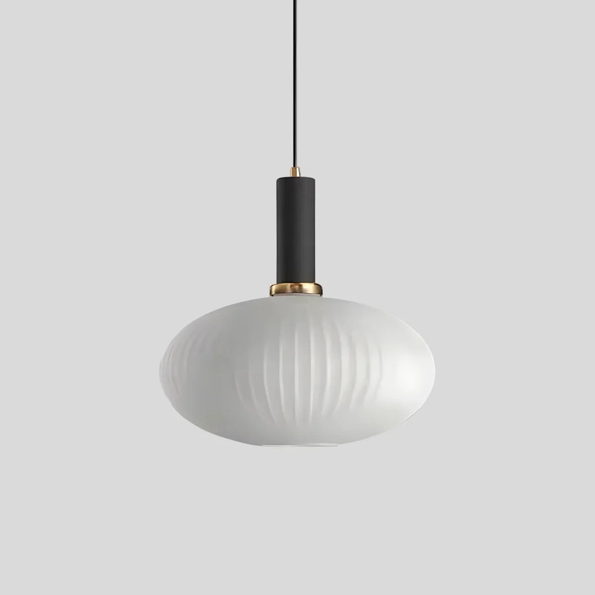 Ribbed Glass Pendant Light, Brass Finish, Adjustable Height, Amber, Kitchen