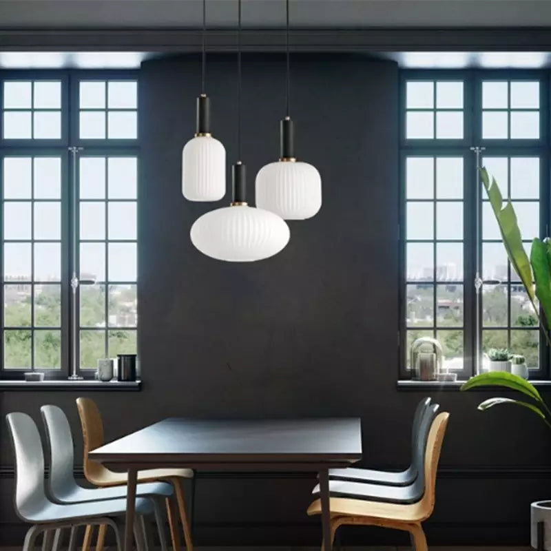Nordic Glass Pendant Light with Adjustable Height & Brass Finish | Stylish Kitchen Pendant Lighting for Warm Ambience