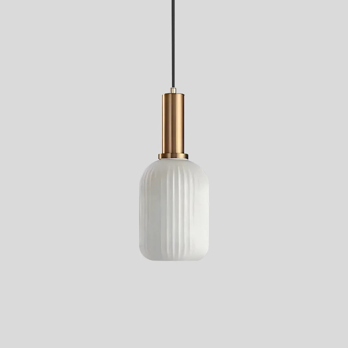 Ribbed Glass Pendant Light, Brass Finish, Adjustable Height, Amber, Kitchen