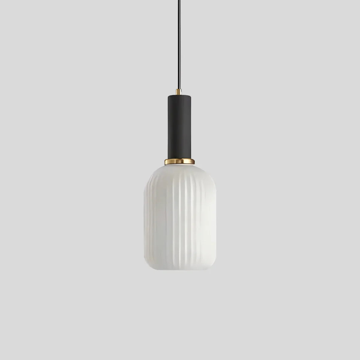 Ribbed Glass Pendant Light, Brass Finish, Adjustable Height, Amber, Kitchen
