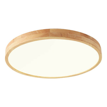 Nordic Wood Flush Mount Ceiling Light with Integrated 18W LED | Ultra-Thin Design for Warm Illumination