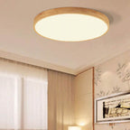 Nordic Wood Flush Mount Ceiling Light with Integrated 18W LED | Ultra-Thin Design for Warm Illumination